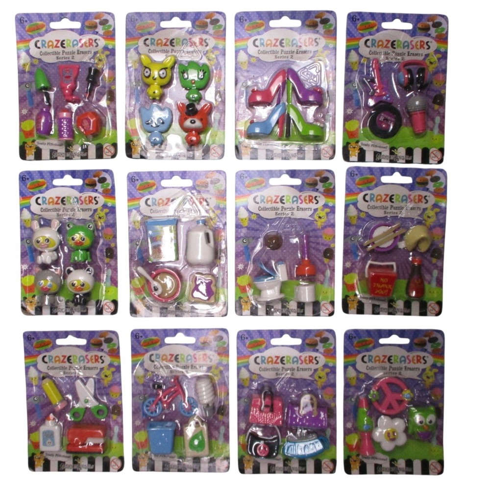 Fashion Angels Crazerasers Series 2 Collectible Puzzle Erasers 12 Pack Lot NEW